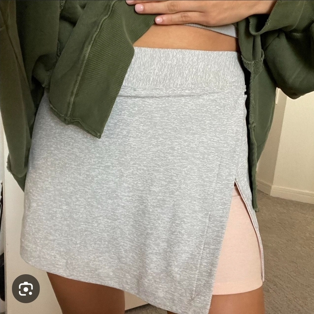 Outdoor Voices Gray Mini Skirt with Side Slit